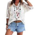 Beige Bohemian-Style Crocheted Top