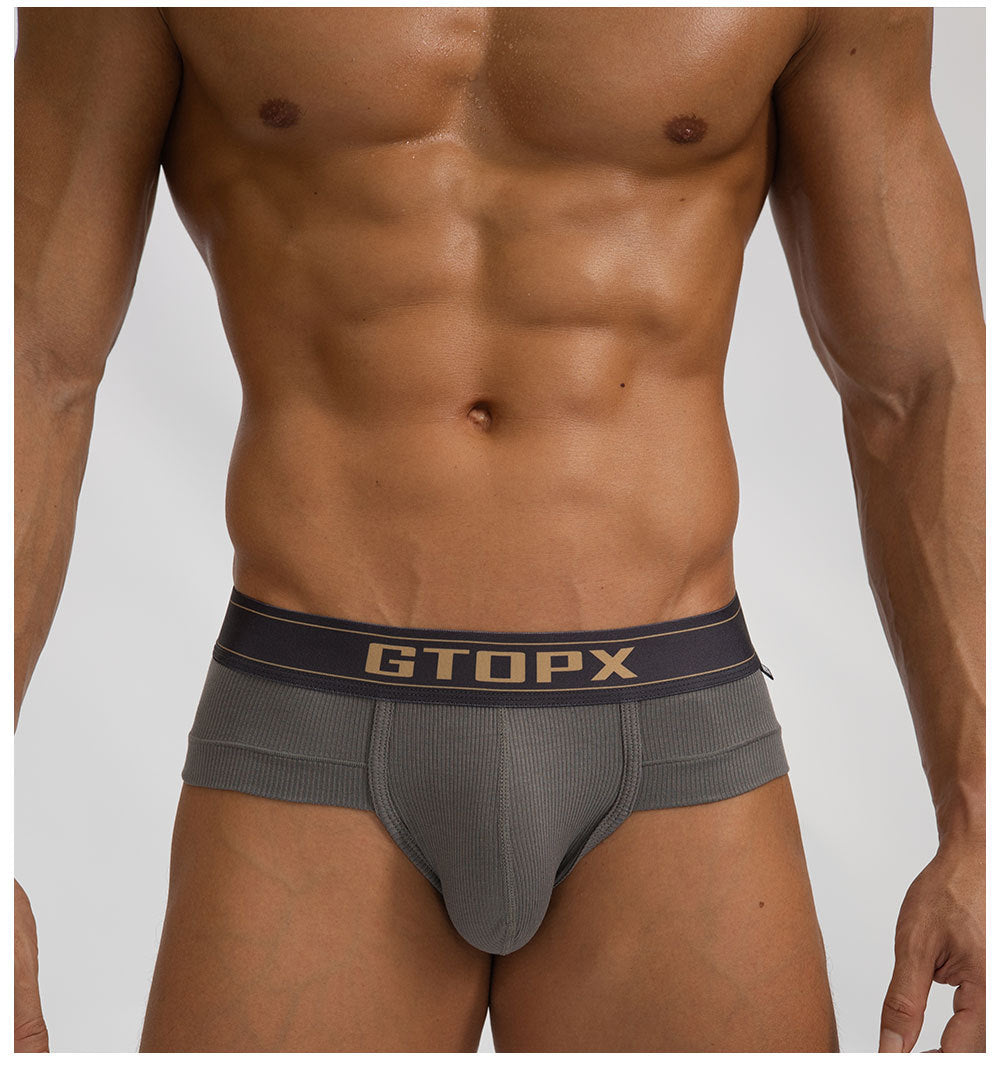 Men's Breathable Low-Rise Ribbed Briefs – Sexy, Comfortable, and Sporty with a Spacious Pouch