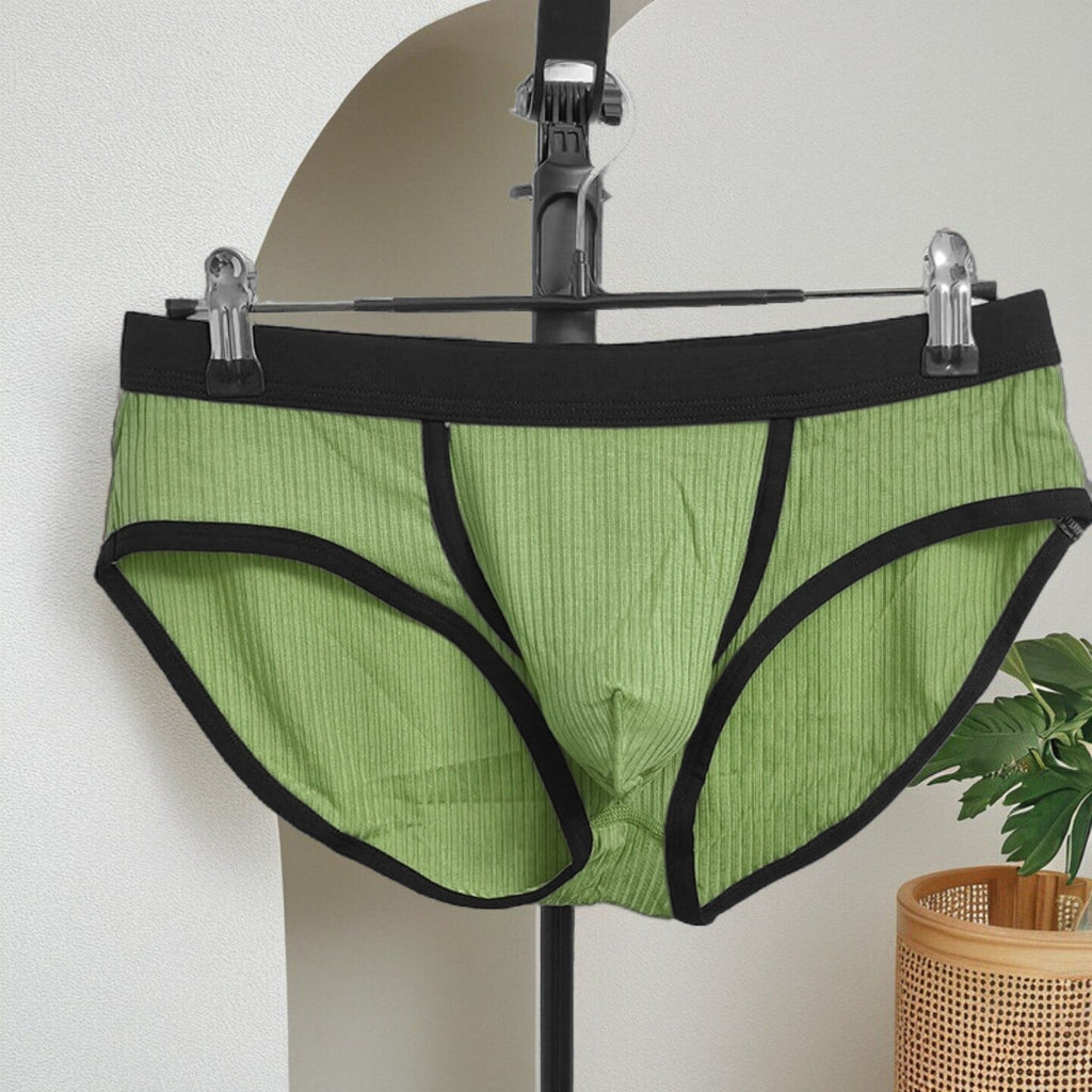 Men's Ribbed Low-Rise Briefs – Breathable, Lightweight, and Sexy, Featuring a Separate Pouch Design