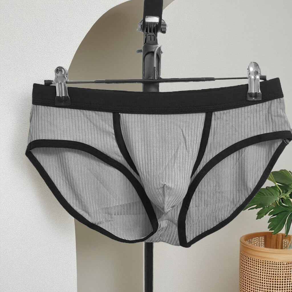 Men's Ribbed Low-Rise Briefs – Breathable, Lightweight, and Sexy, Featuring a Separate Pouch Design