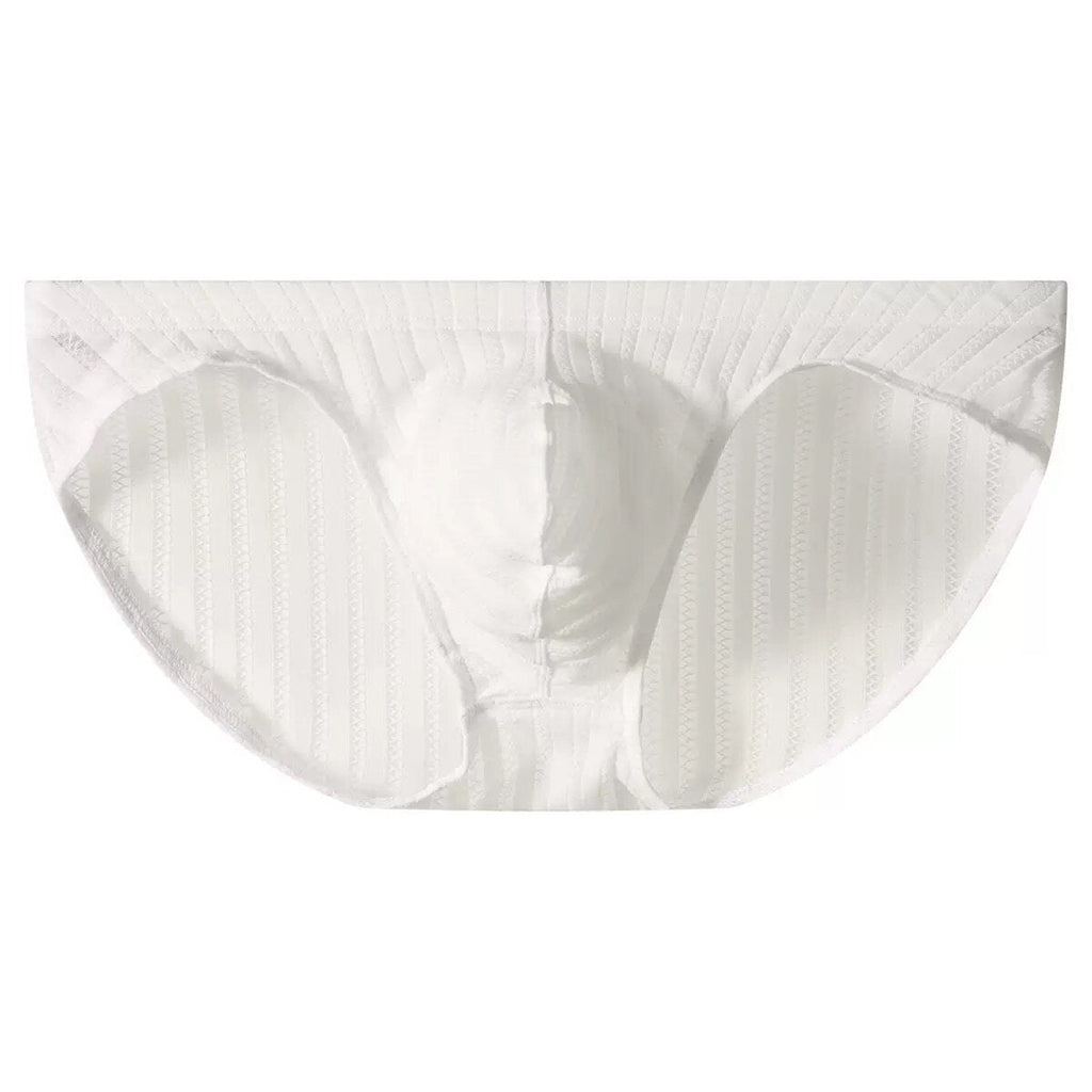 Men's Low-Rise Striped Ice Silk Briefs with Sexy U-Bulge Pouch