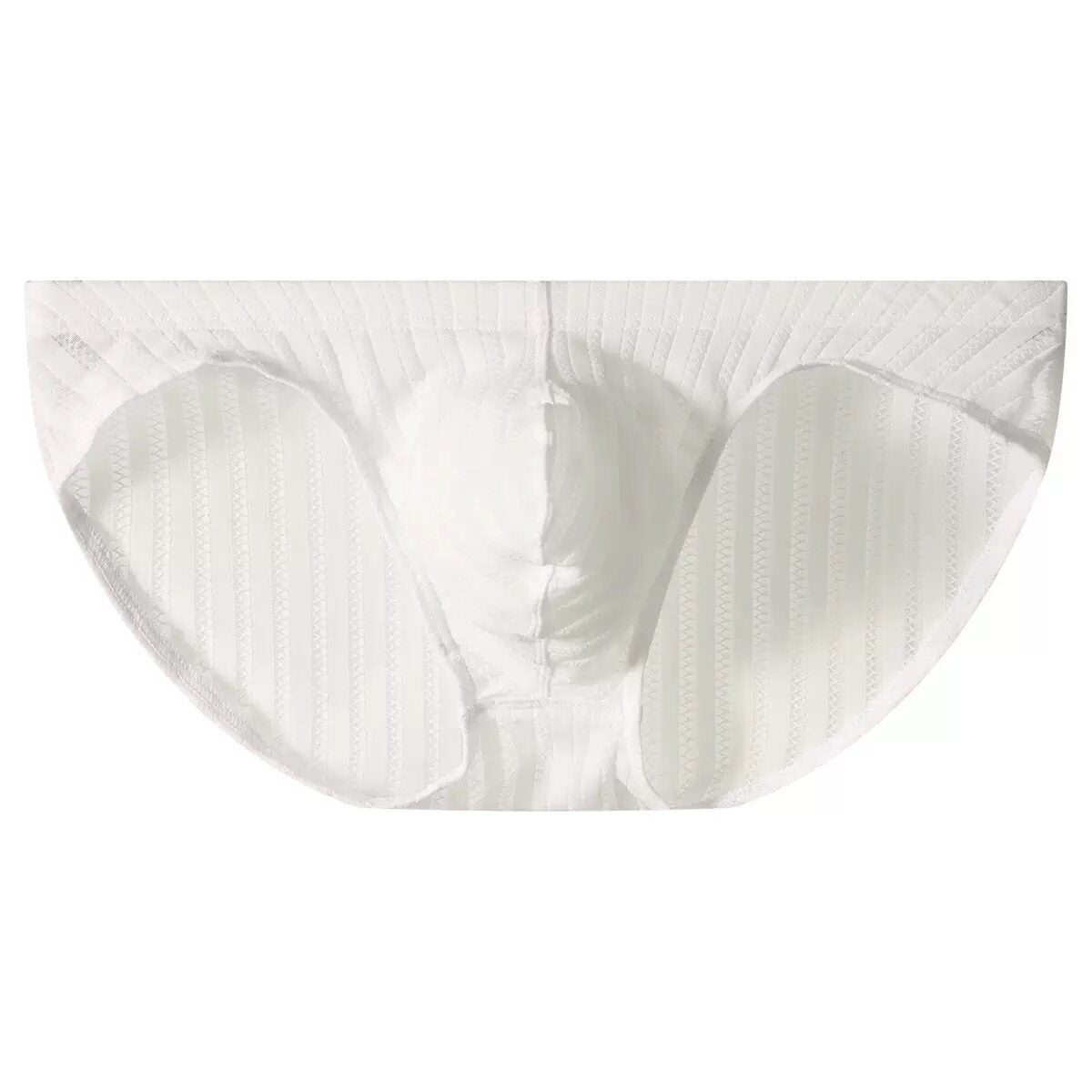 Men's Low-Rise Striped Ice Silk Briefs with Sexy U-Bulge Pouch
