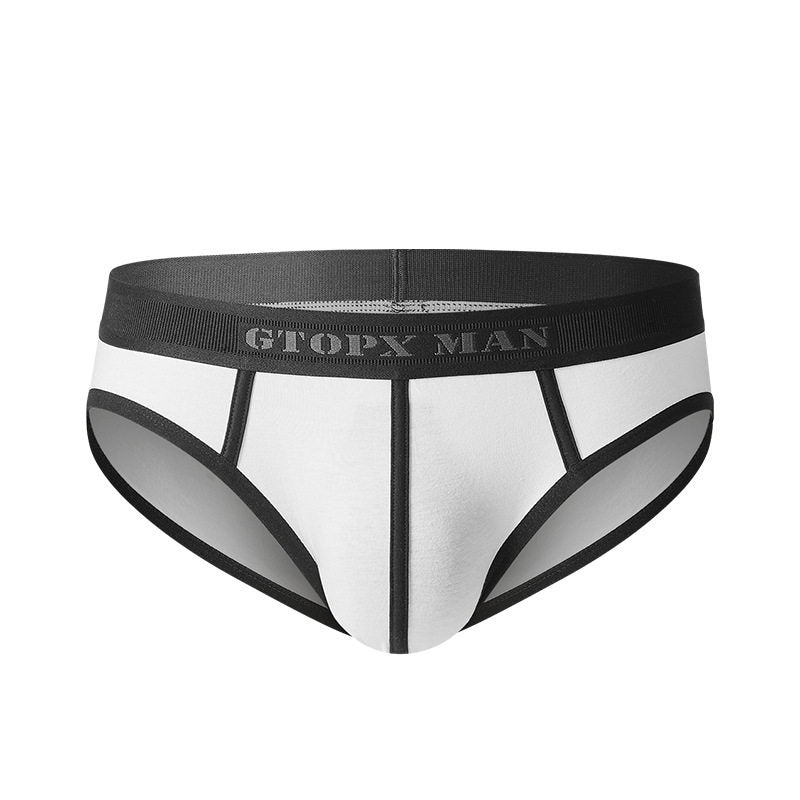 Stretchy White Modal-Cotton Sexy Briefs with Large U-Convex Pouch