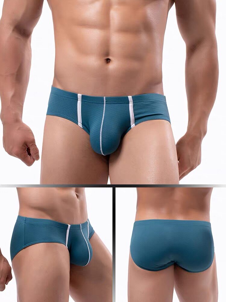 Men's Sexy Low-Rise Mesh Briefs – Breathable Ice Silk with Pouch-Enhancing Design