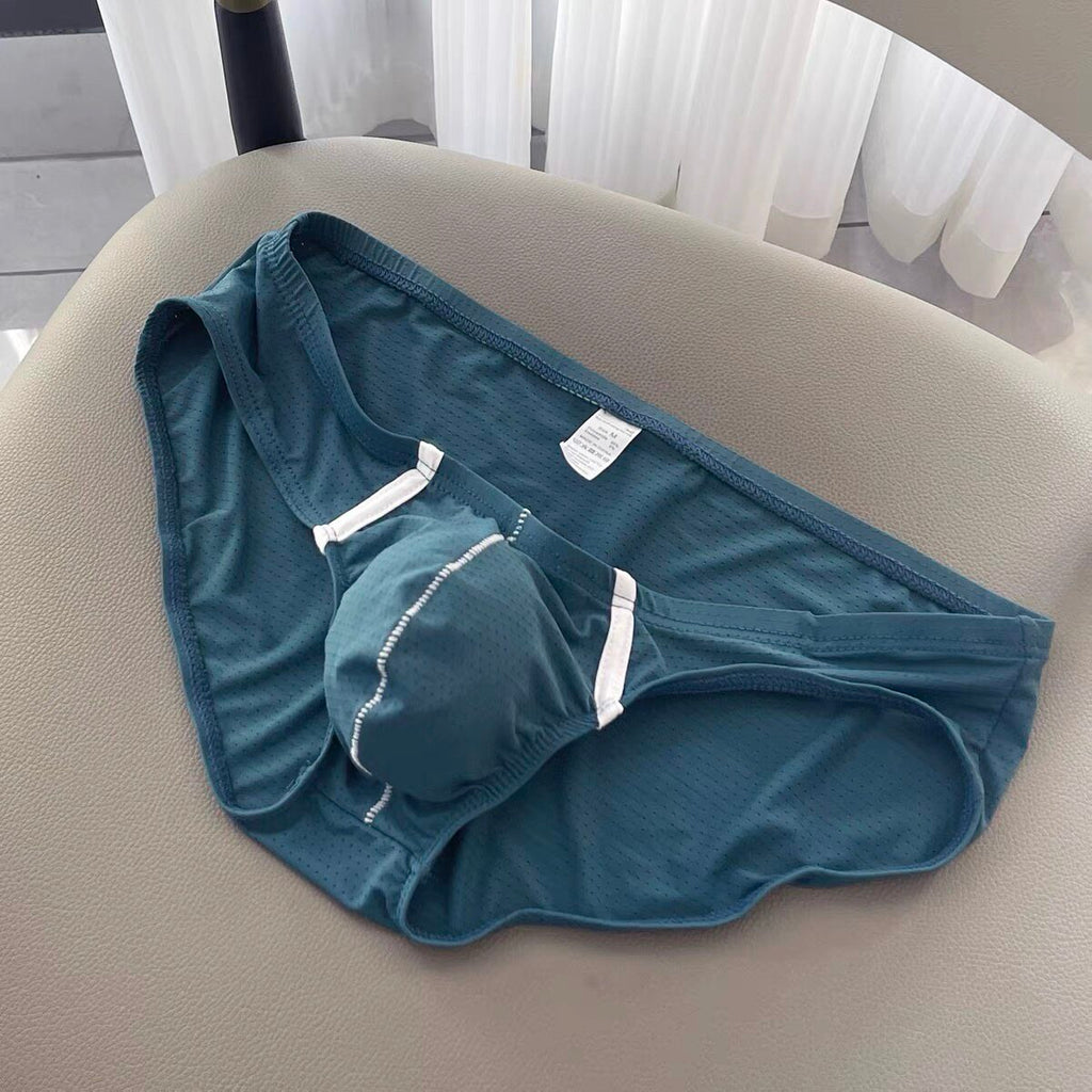 Men's Sexy Low-Rise Mesh Briefs – Breathable Ice Silk with Pouch-Enhancing Design
