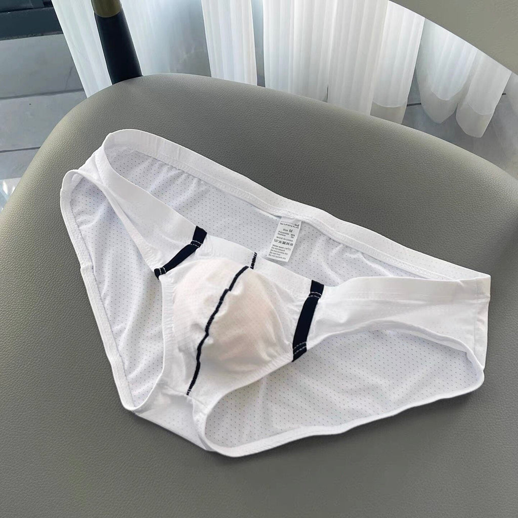 Men's Sexy Low-Rise Mesh Briefs – Breathable Ice Silk with Pouch-Enhancing Design
