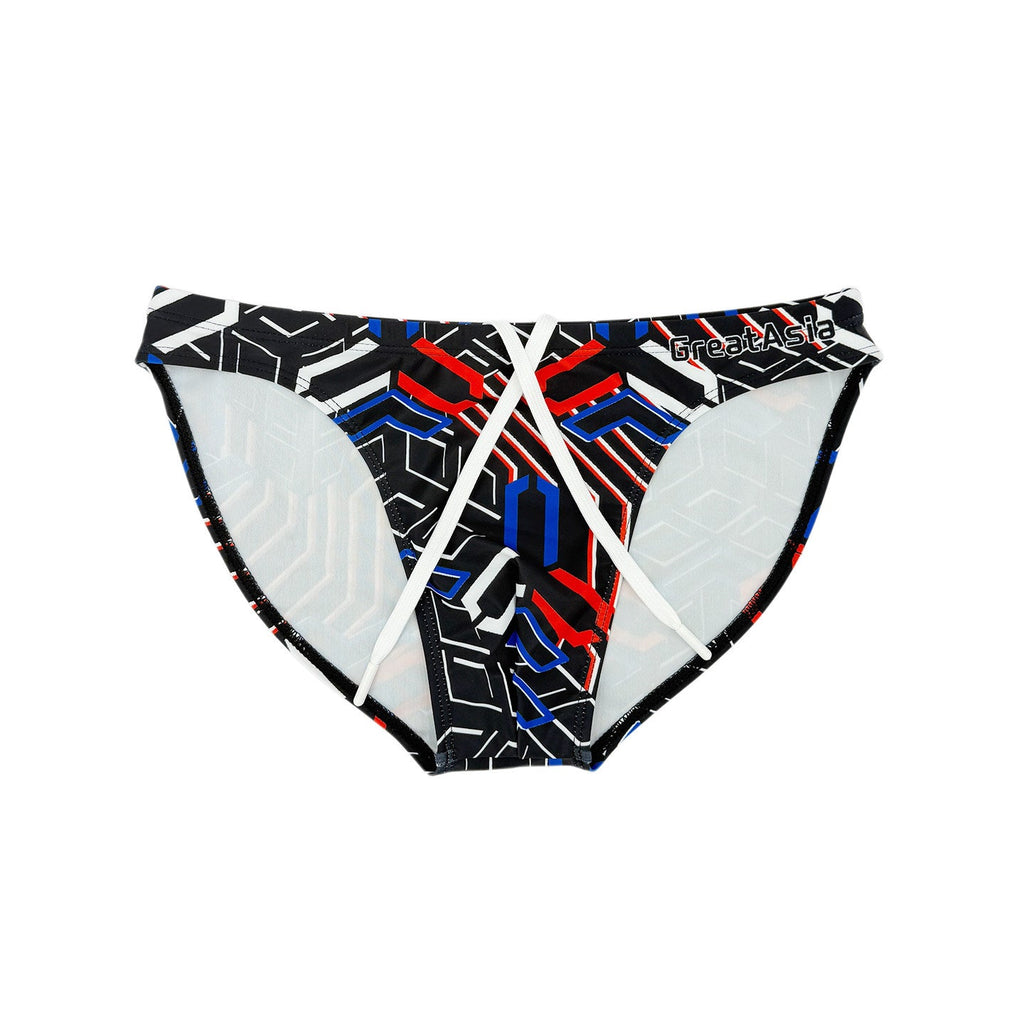 New 2026 Season Men's Low-Rise, Narrow-Side Printed Swim Briefs