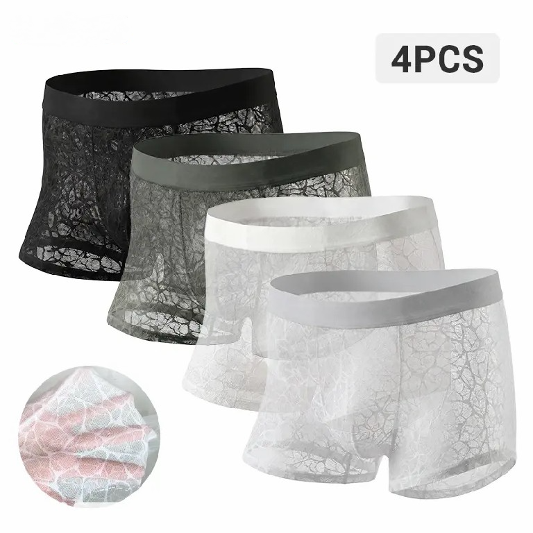 Men's Leopard Print Lace Boxer Briefs