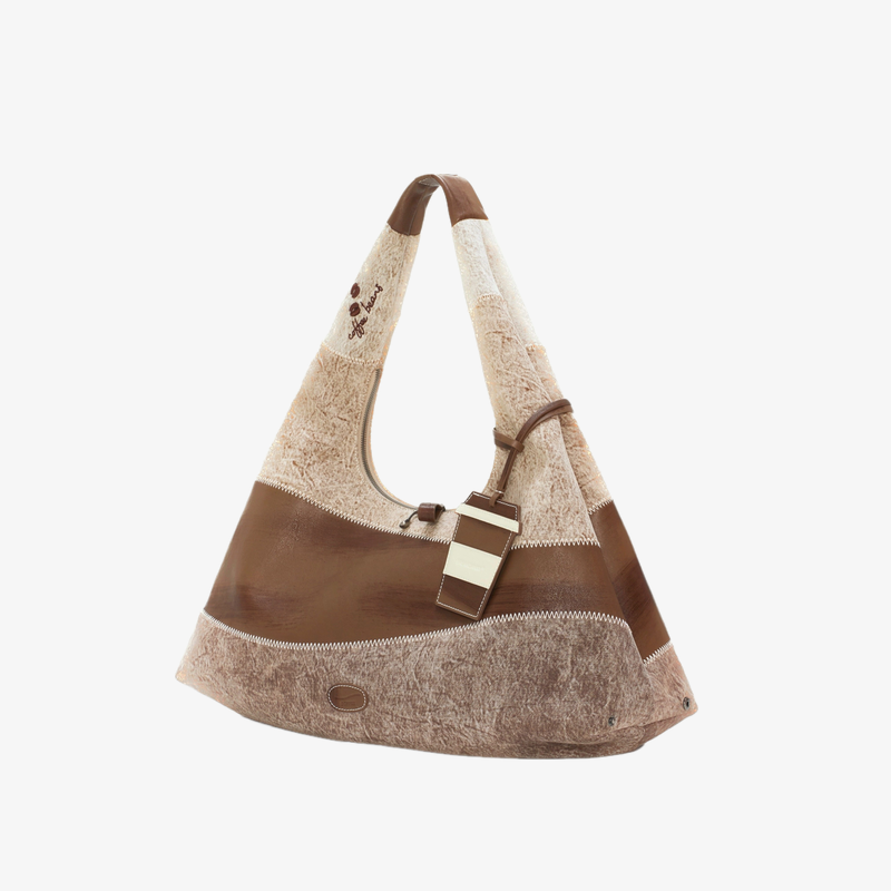 Creative Coffee Series Cowhide Stitching Shoulder Bag
