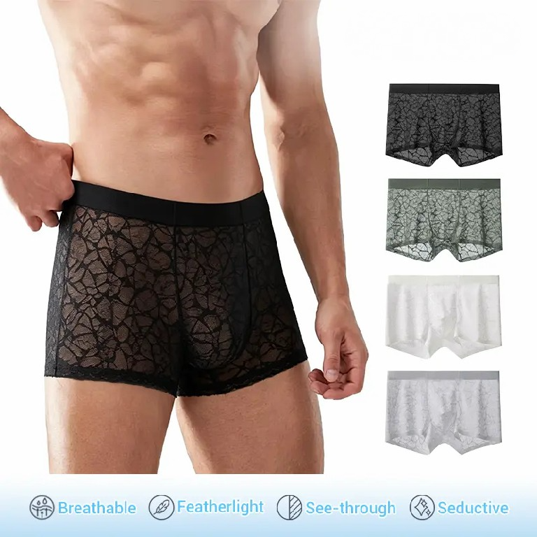 Men's Leopard Print Lace Boxer Briefs