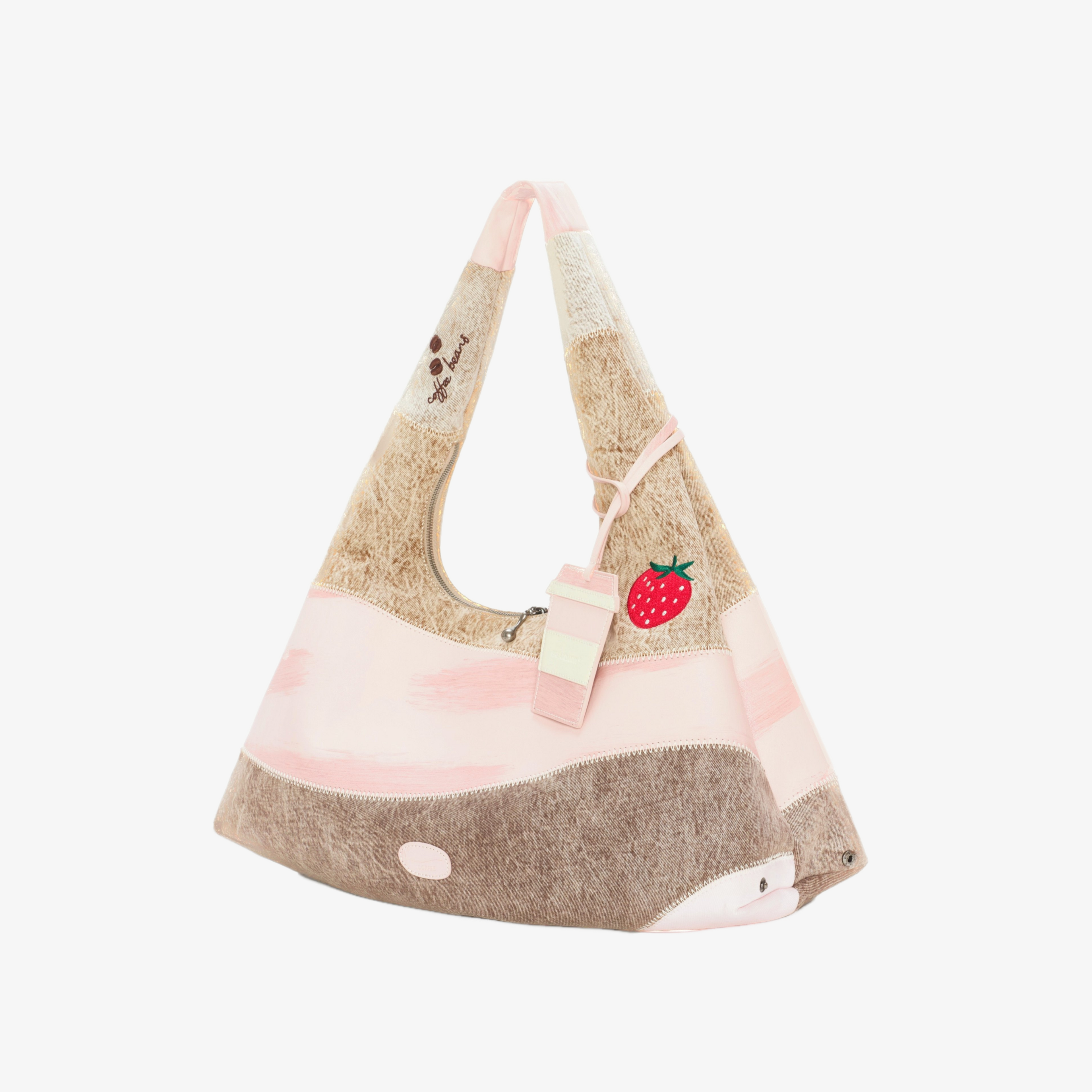 Creative Coffee Series Cowhide Stitching Shoulder Bag