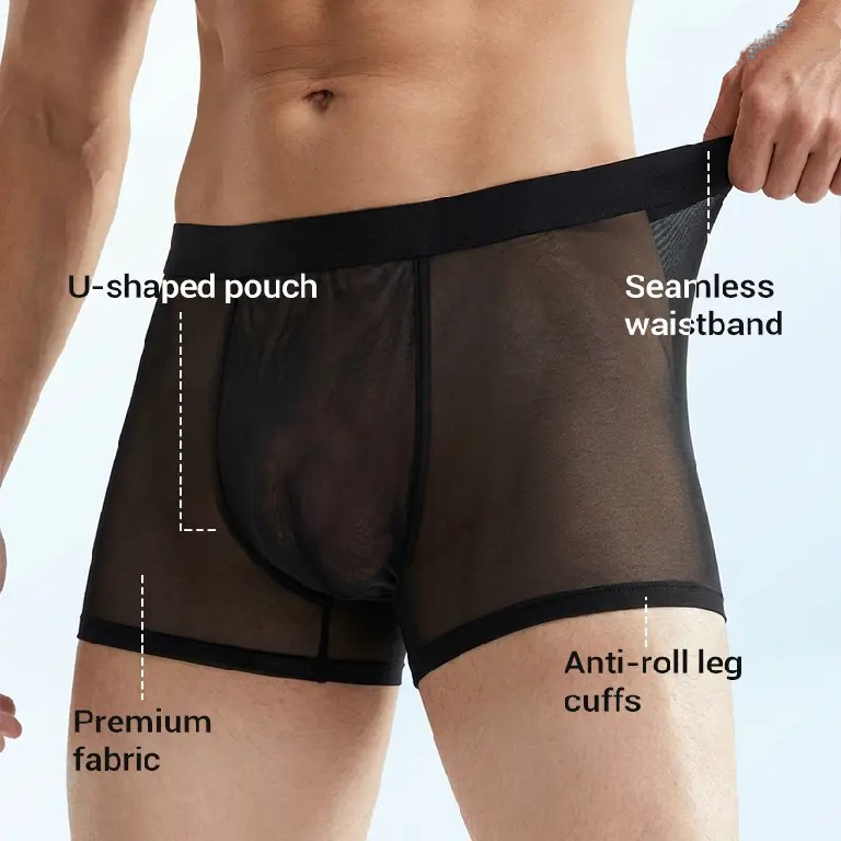 Men's Ice Silk Ultra-thin Cooling Breathable Boxer Shorts