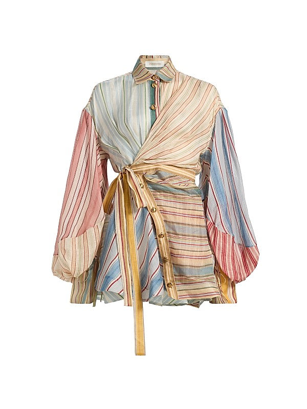 Shiloh Striped Linen Mini Dress - Multi Color