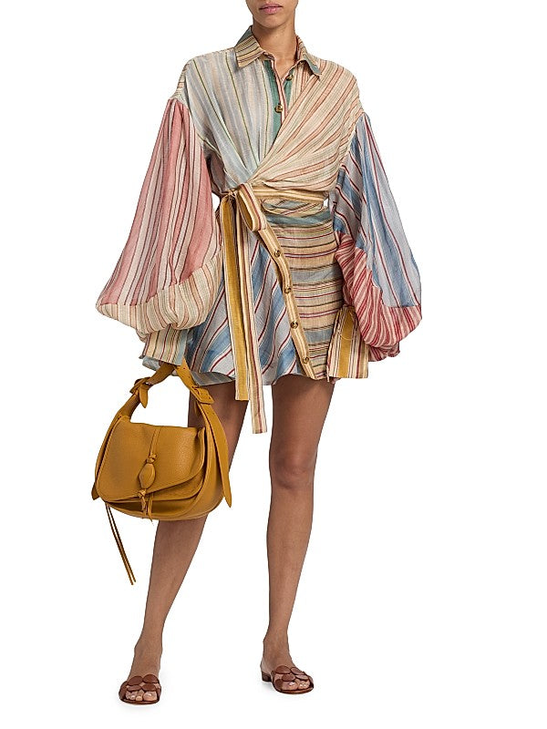 Shiloh Striped Linen Mini Dress - Multi Color