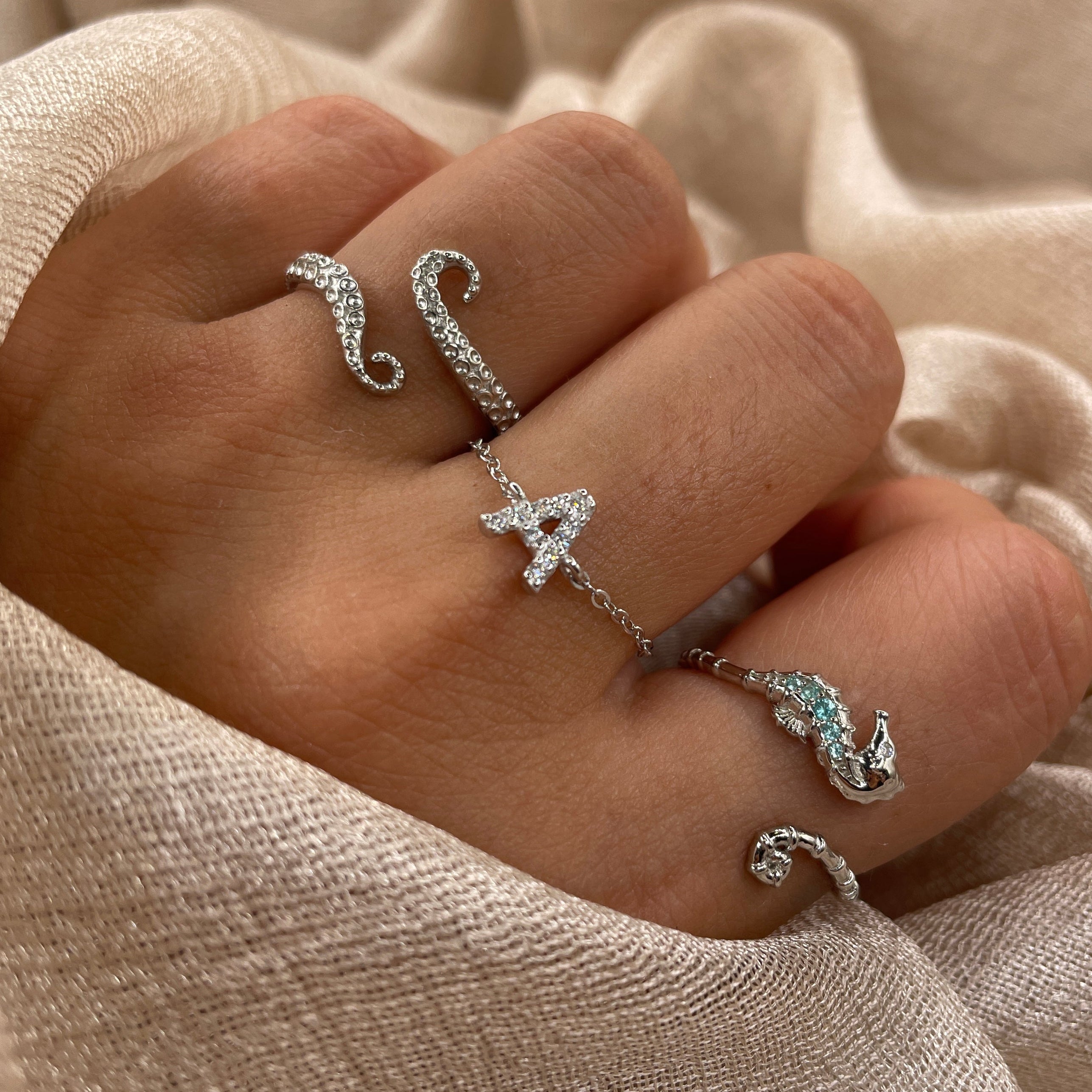 Satin Seahorse 925 Sterling Silver Ring
