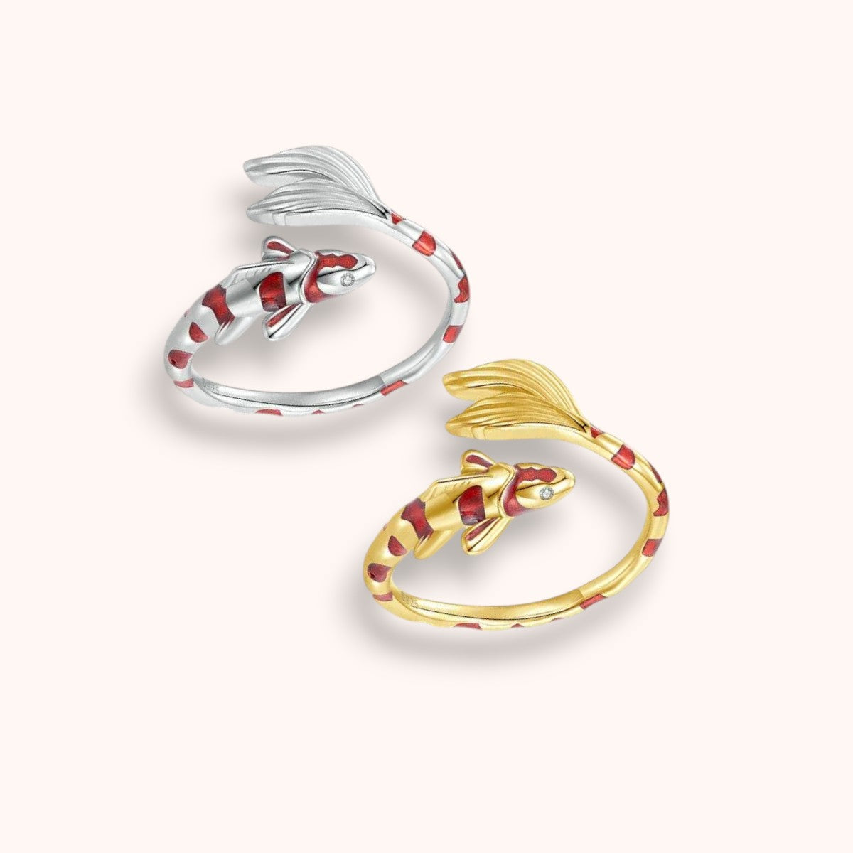 Koi Lucky Fish Open 925 Sterling Silver Ring