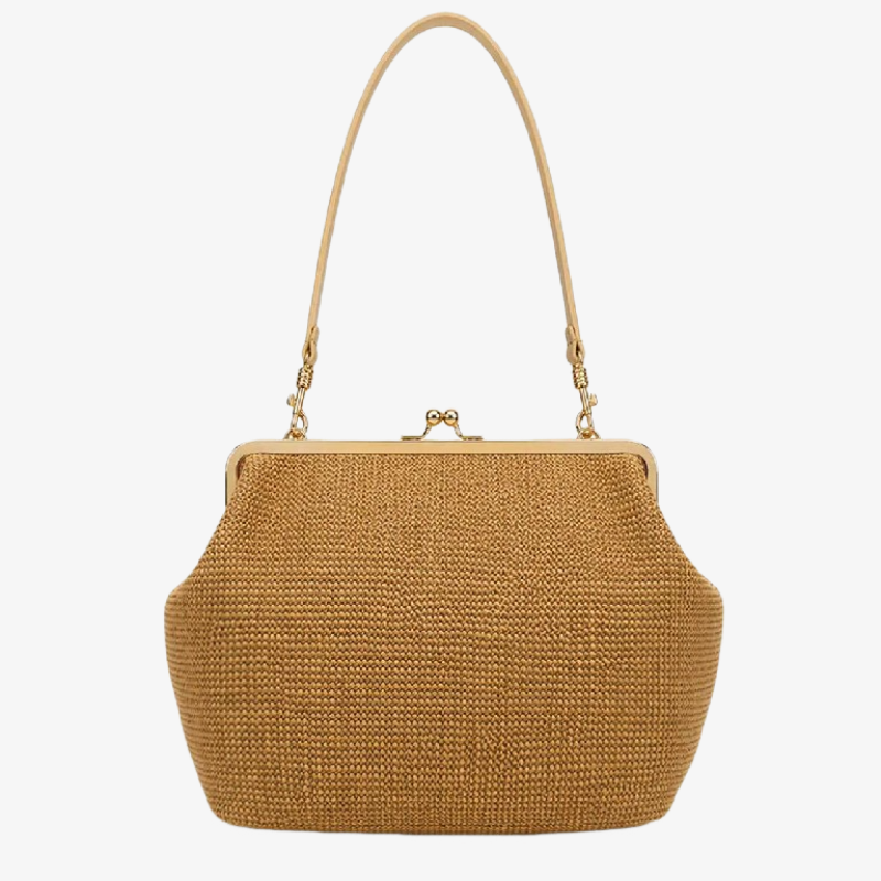 Fashionable Large Striped Woven Clutch