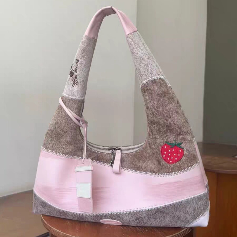 Creative Coffee Series Cowhide Stitching Shoulder Bag
