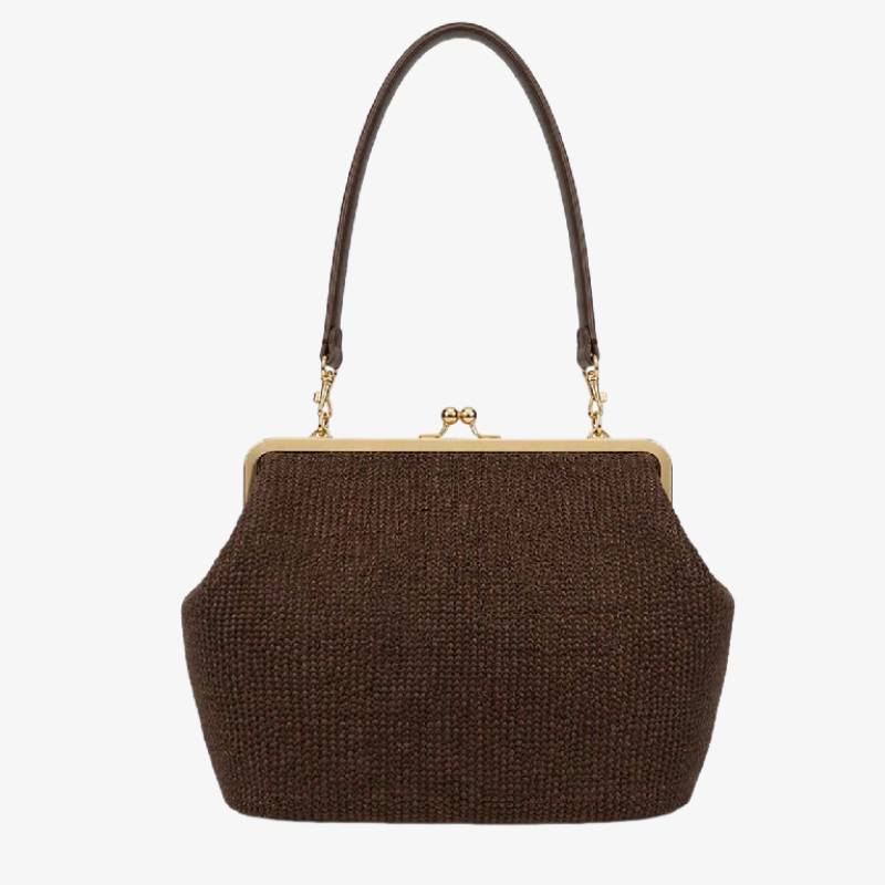 Fashionable Large Striped Woven Clutch