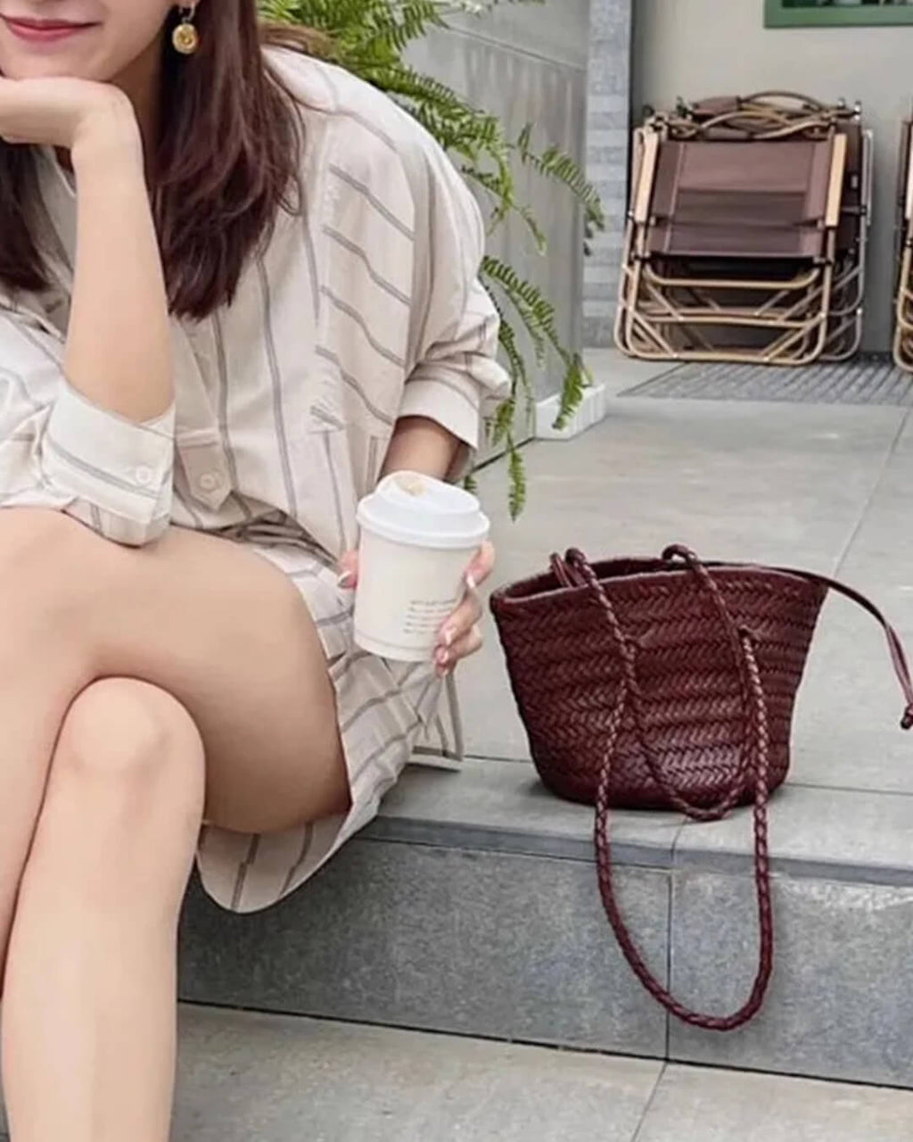 Blair Braided Bucket Shoulder Bag