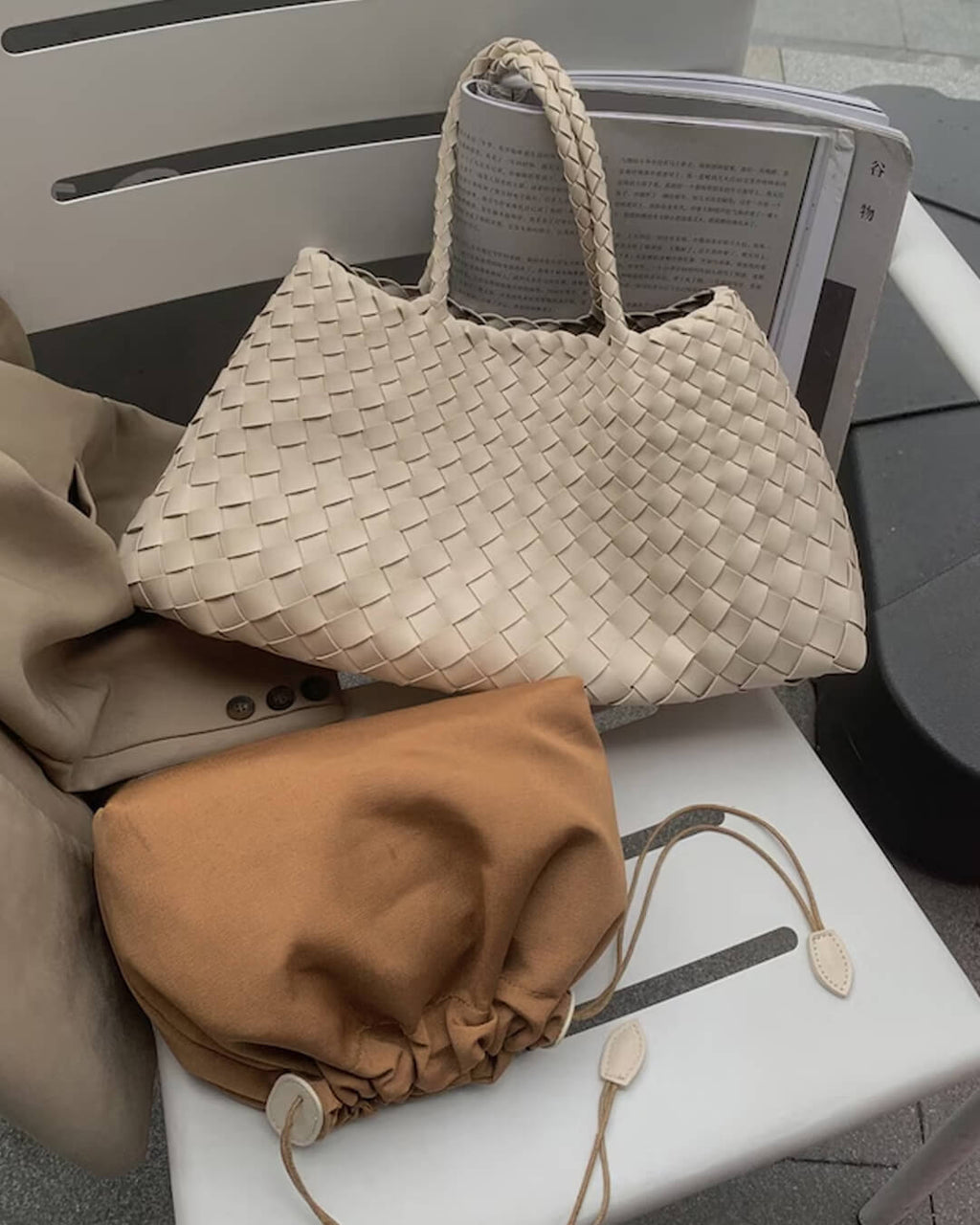 Marissa Vegan Leather Woven Bag Medium
